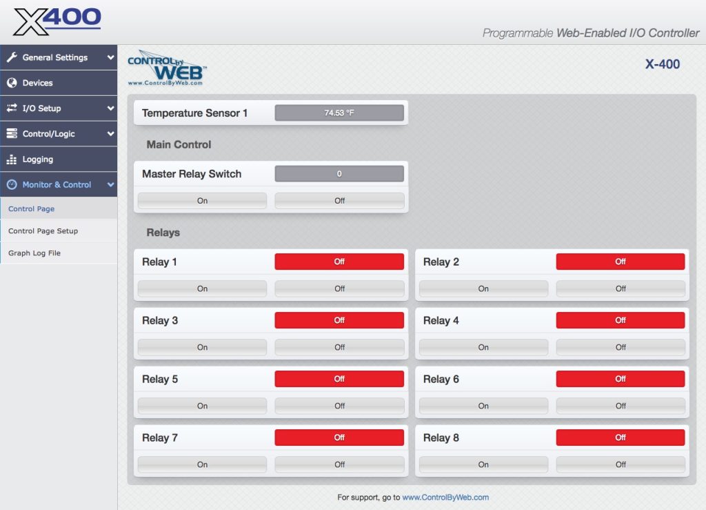 400 Series Control Page Example