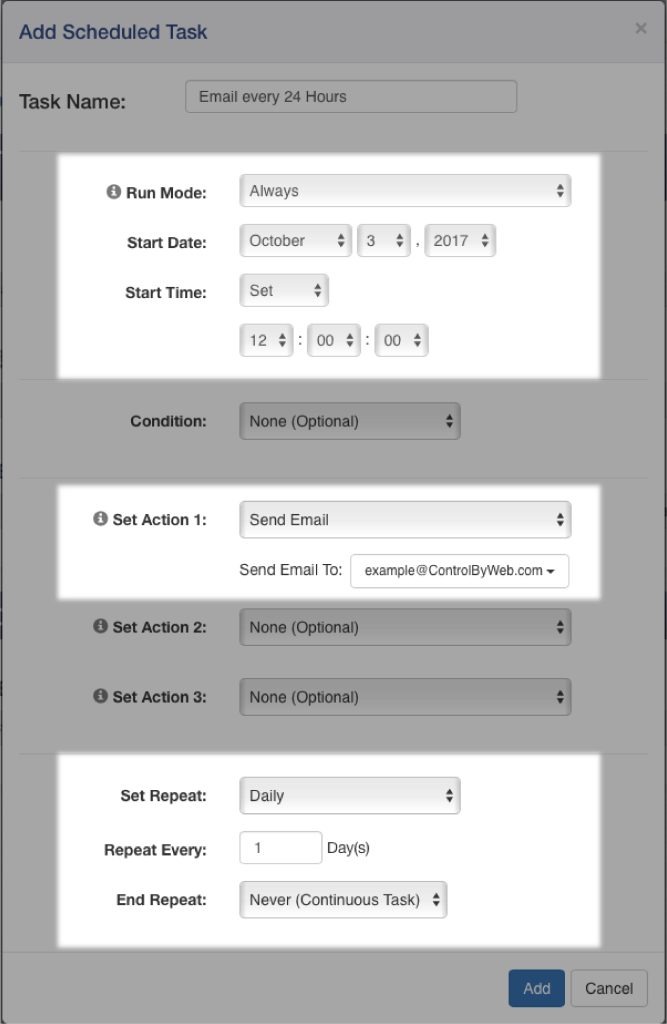 400 Series 24 Hour Scheduled Email