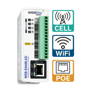 WebRelay-Quad device with 4 web-controlled relays for remote control with Celluar, Ethernet and, WiFi connectivity