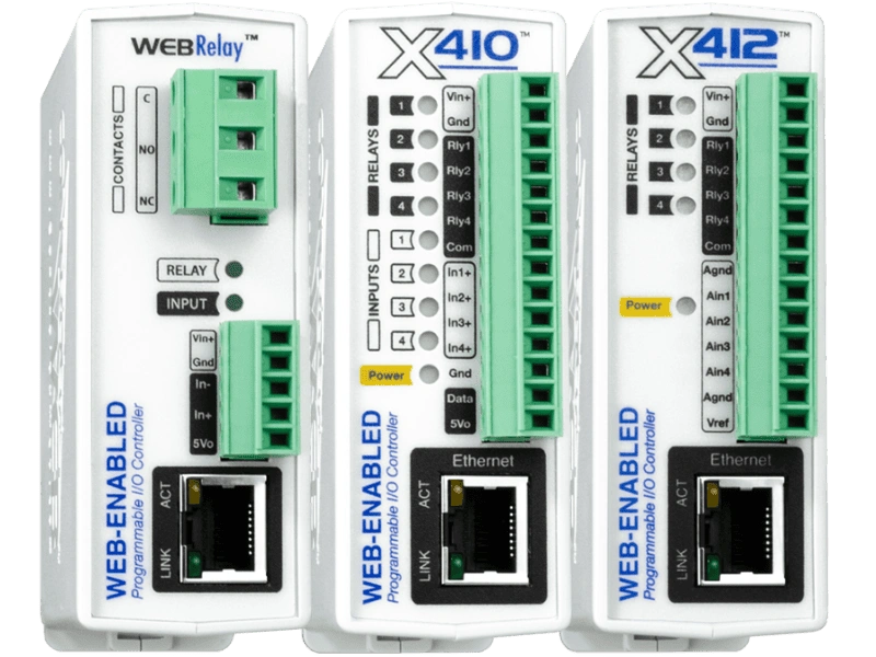 WebRelay, X410 and, X412 Devices side-by-side